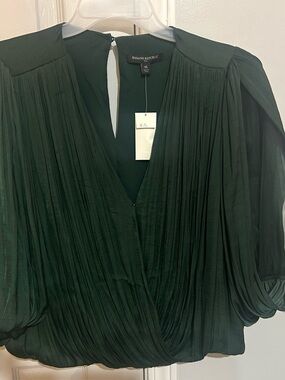 Banana Republic Emerald Green Pleated Wrap Top